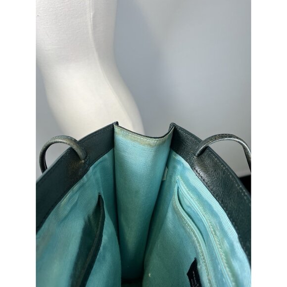 Wilson’s Leather Tote Bag Green Buckle Pebbled Shoulder Purse Y2K Academia Vtg - Picture 10 of 13